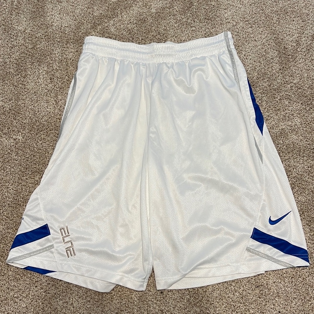 Nike White and Blue Athletic Shorts